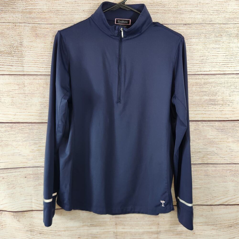 Golftini Women's Mock Polo Pullover Navy Medium Athleisure Athletic UPF 30 Long